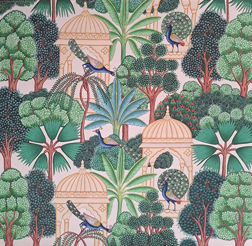 Peacocks in Pichwai by Shehzaad Ali Sherani
