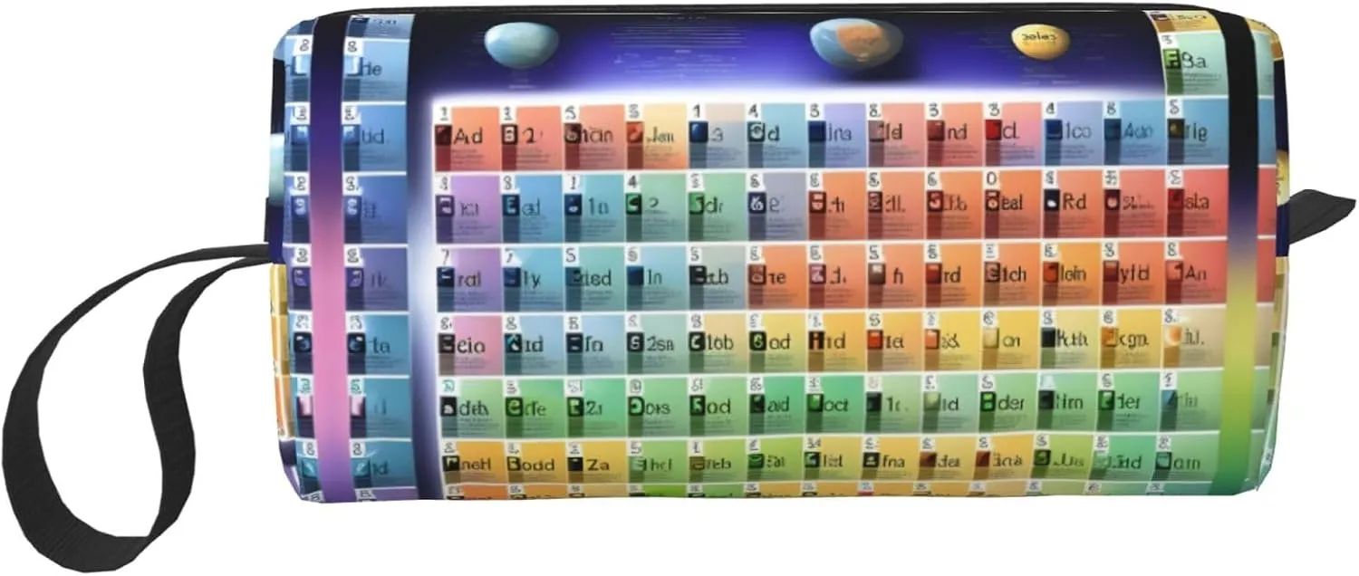 Periodic table of elements print Multi-Purpose Cosmetic Bag with Zipper Canvas Makeup Bags, Travel Toiletry Pouch, Pencil Bags