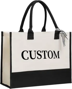 Personalized Custom Canvas Tote Bag – Eco-Friendly, Embroidered, Durable, Ideal for Work, Travel, Gift for Women