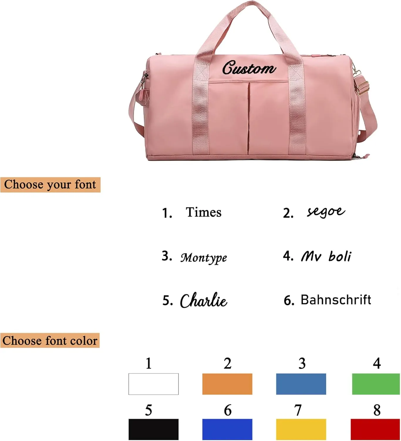 Personalized Custom Duffel Bag for men women Embroidered Name Sports Gym Bag Dance Bag Travel Bag weekend Bag Luggage 19.3x9.4x9.8inch Su-YJF411bag 43-A 0