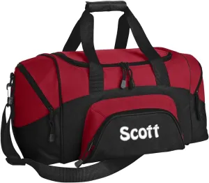 Personalized Duffel Bag, Men and Women, Custom Sport Bag with Monogrammed Name, Soccer, Basketball, Baseball, Football, True Red/Black