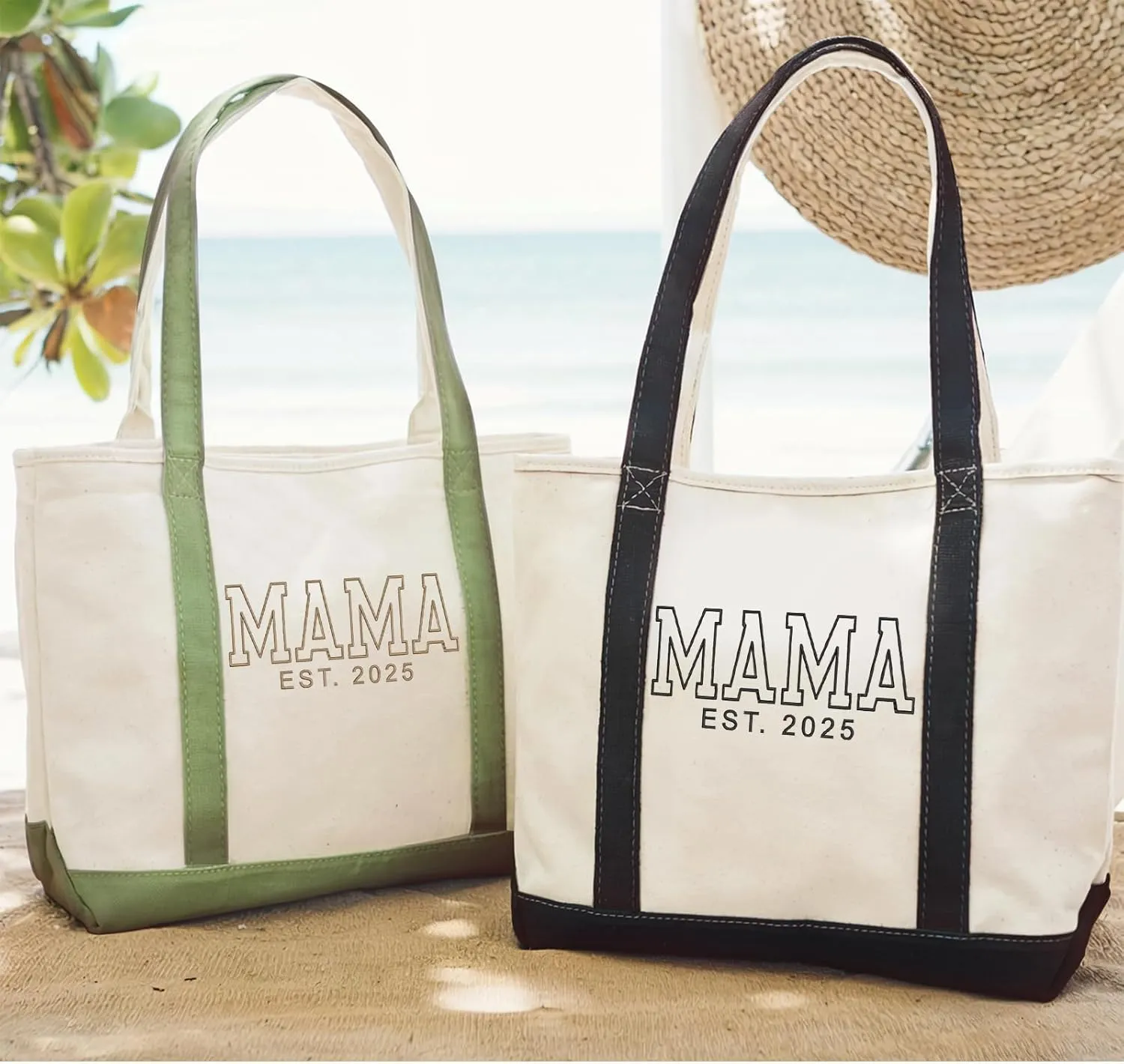 Personalized Embroidered Mama Tote Bag | Custom Canvas Bag with Name | Mother’s Day Gift for Mom, New Mom, Grandma