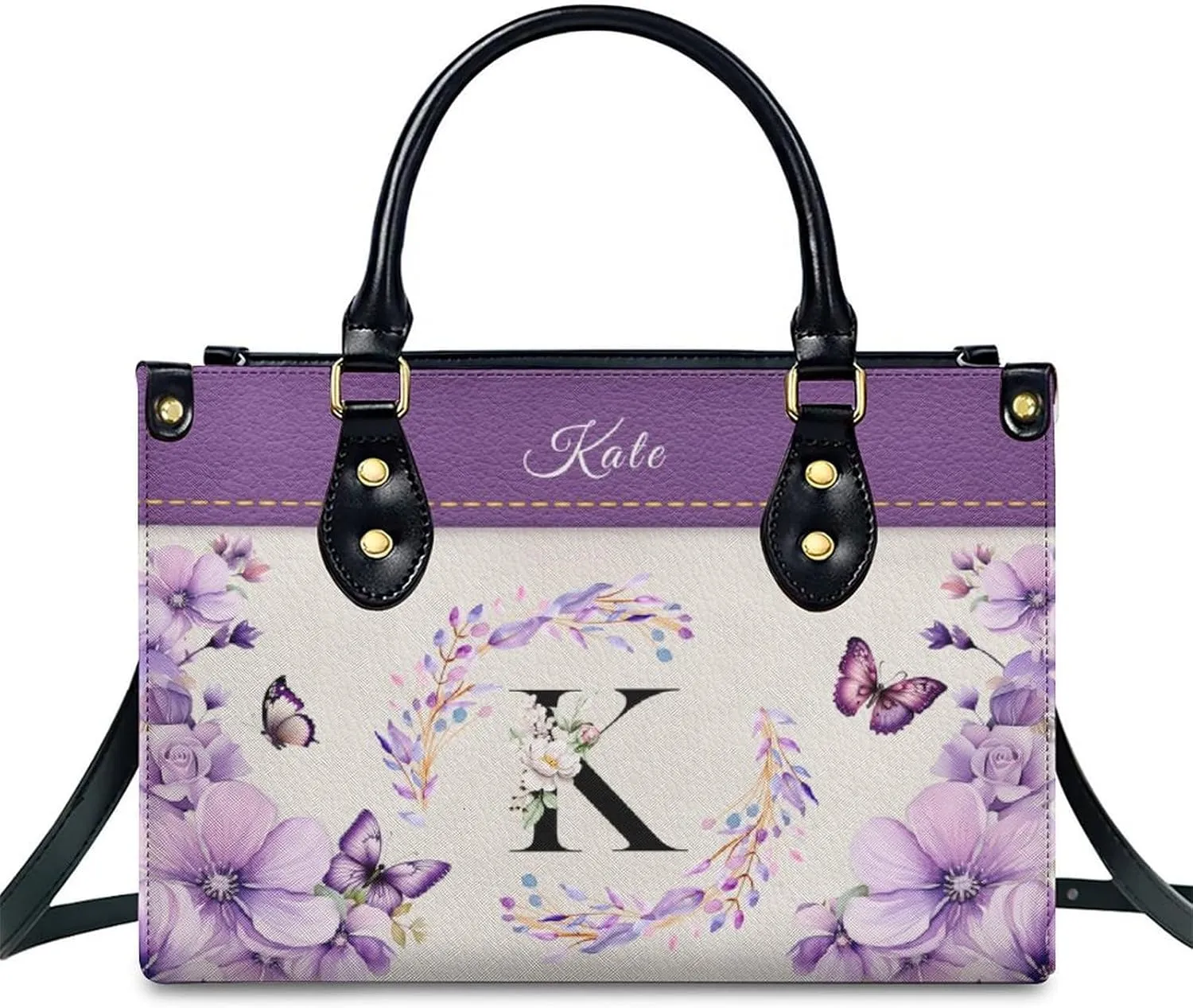 Personalized Handbags for Women - PU Leather Crossbody Monogrammed Handbag - Initial Tote Bag Gift for Mom