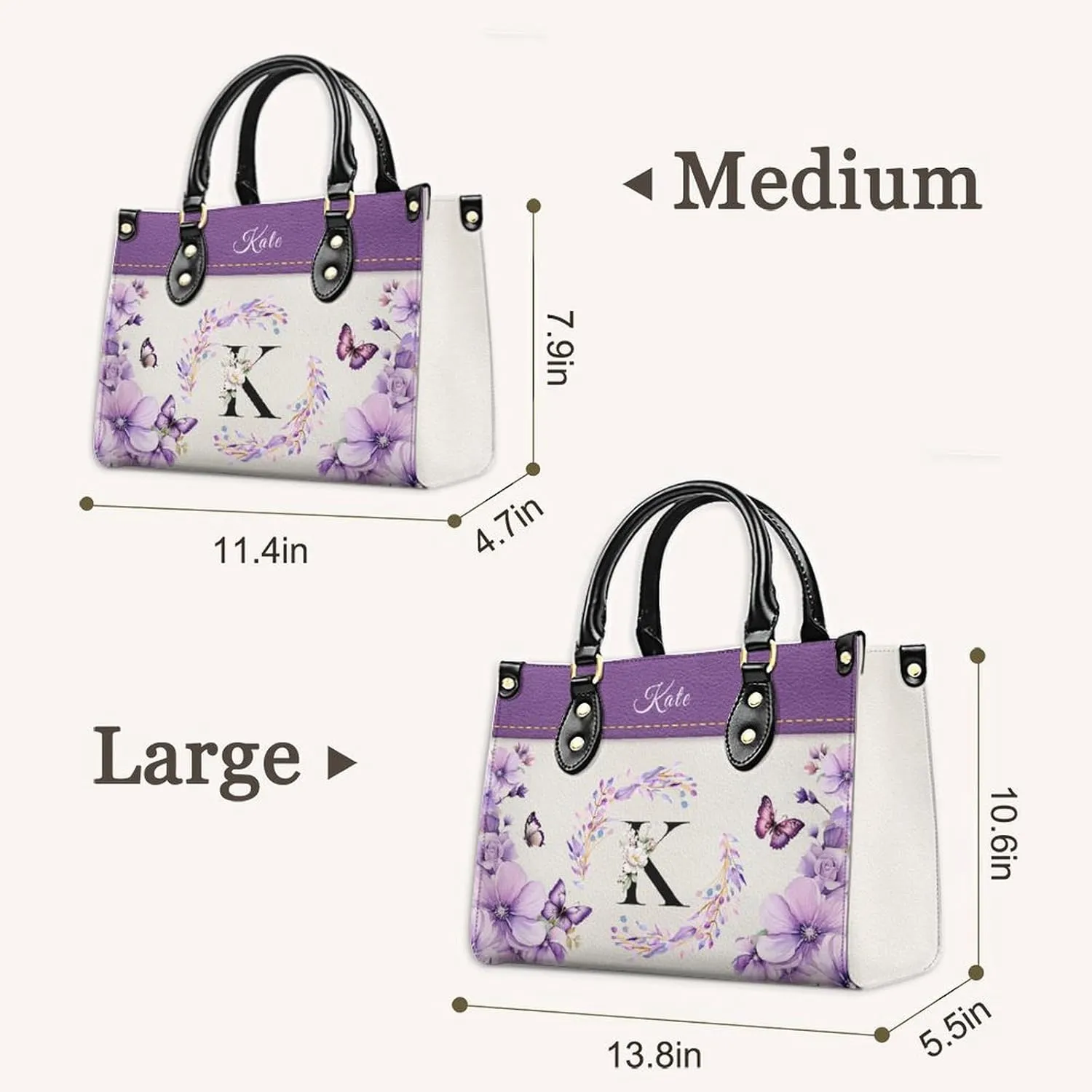 Personalized Handbags for Women - PU Leather Crossbody Monogrammed Handbag - Initial Tote Bag Gift for Mom