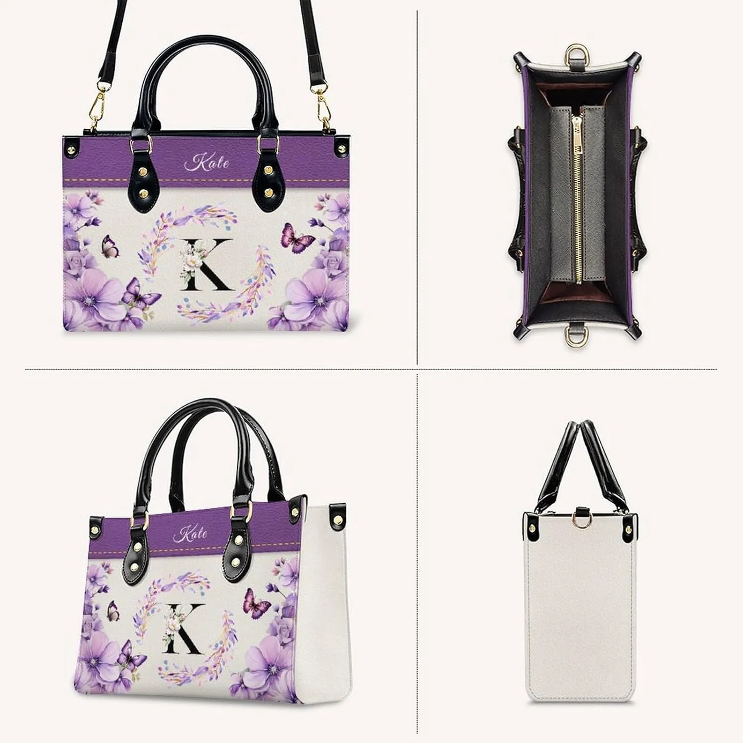 Personalized Handbags for Women - PU Leather Crossbody Monogrammed Handbag - Initial Tote Bag Gift for Mom