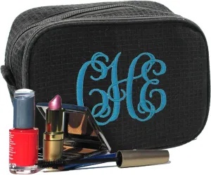 Personalized Makeup Bag - Bridesmaid Make Up Cosmetic Case - Monogrammed and Embroidered (Black)