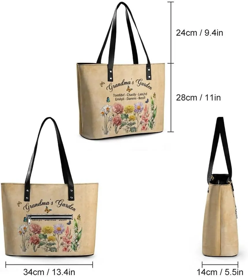 Personalized Mothers Day Leather Bag, Custom Handbag For Nana Mom,Mothers Day Loving Gift For Grandma, Mom