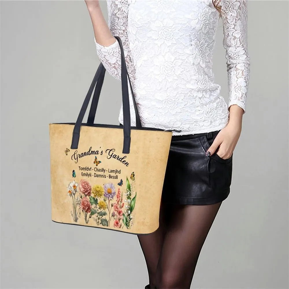 Personalized Mothers Day Leather Bag, Custom Handbag For Nana Mom,Mothers Day Loving Gift For Grandma, Mom