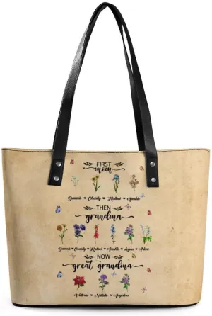 Personalized Mothers Day Leather Bag, Custom Handbag For Nana Mom,Mothers Day Loving Gift For Grandma, Mom