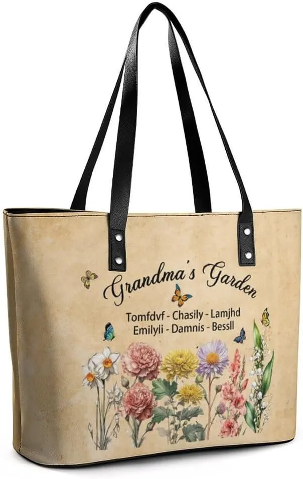 Personalized Mothers Day Leather Bag, Custom Handbag For Nana Mom,Mothers Day Loving Gift For Grandma, Mom