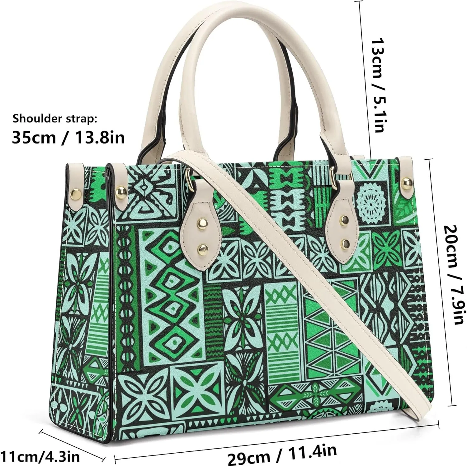 Personalized Pu Handbags For Women Polynesian Elegant Temperament Square Shoulder Bag Crossbody Bag Custom Pattern