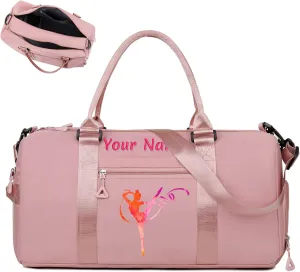 Personalized Sports Bag for Women,Overnight Travel Bag with Wet/Dry Pockets & Shoe Compartment,Customized Embroidered Duffel Bags,Gift for Sports Lover