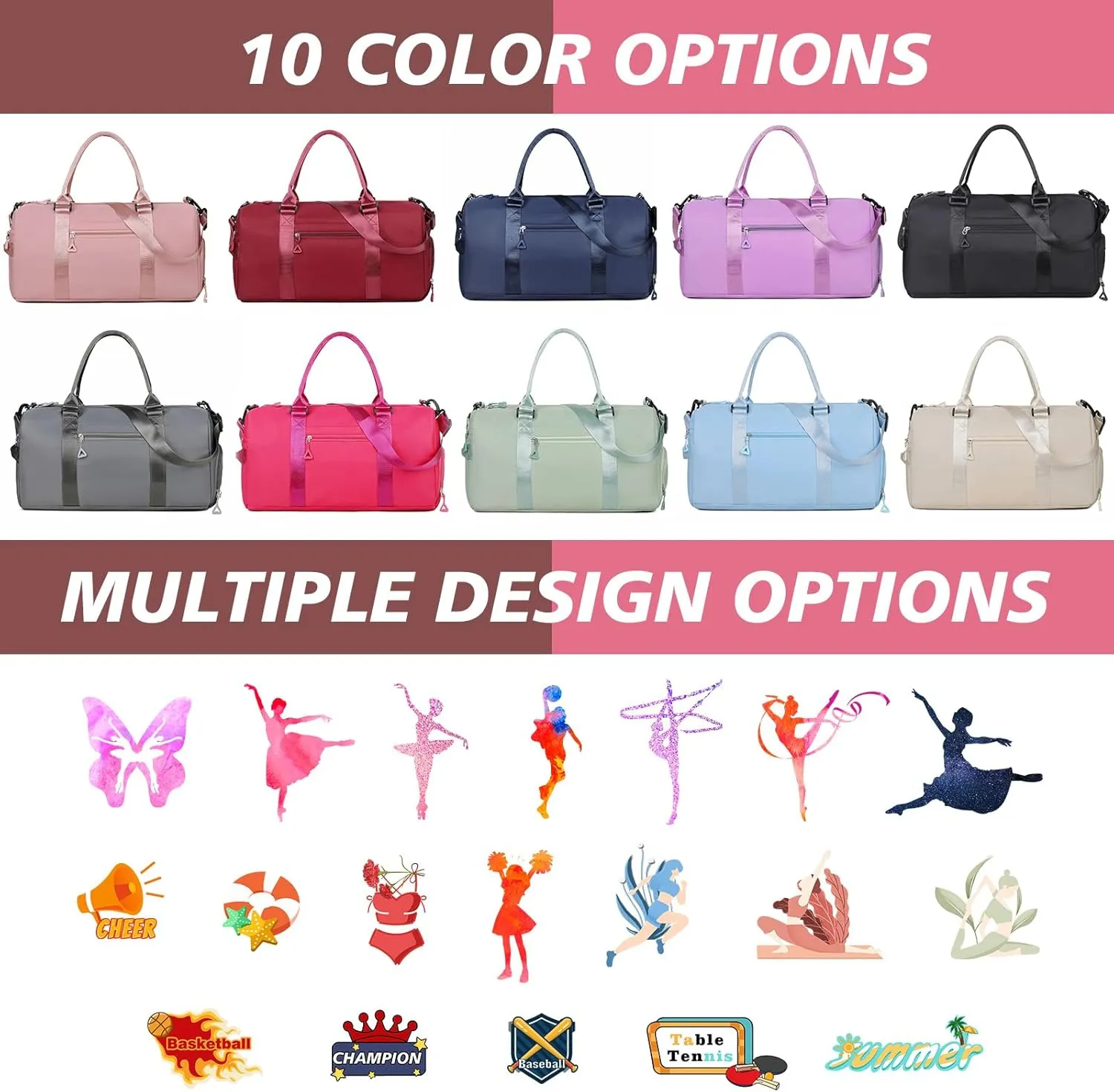 Personalized Sports Bag for Women,Overnight Travel Bag with Wet/Dry Pockets & Shoe Compartment,Customized Embroidered Duffel Bags,Gift for Sports Lover