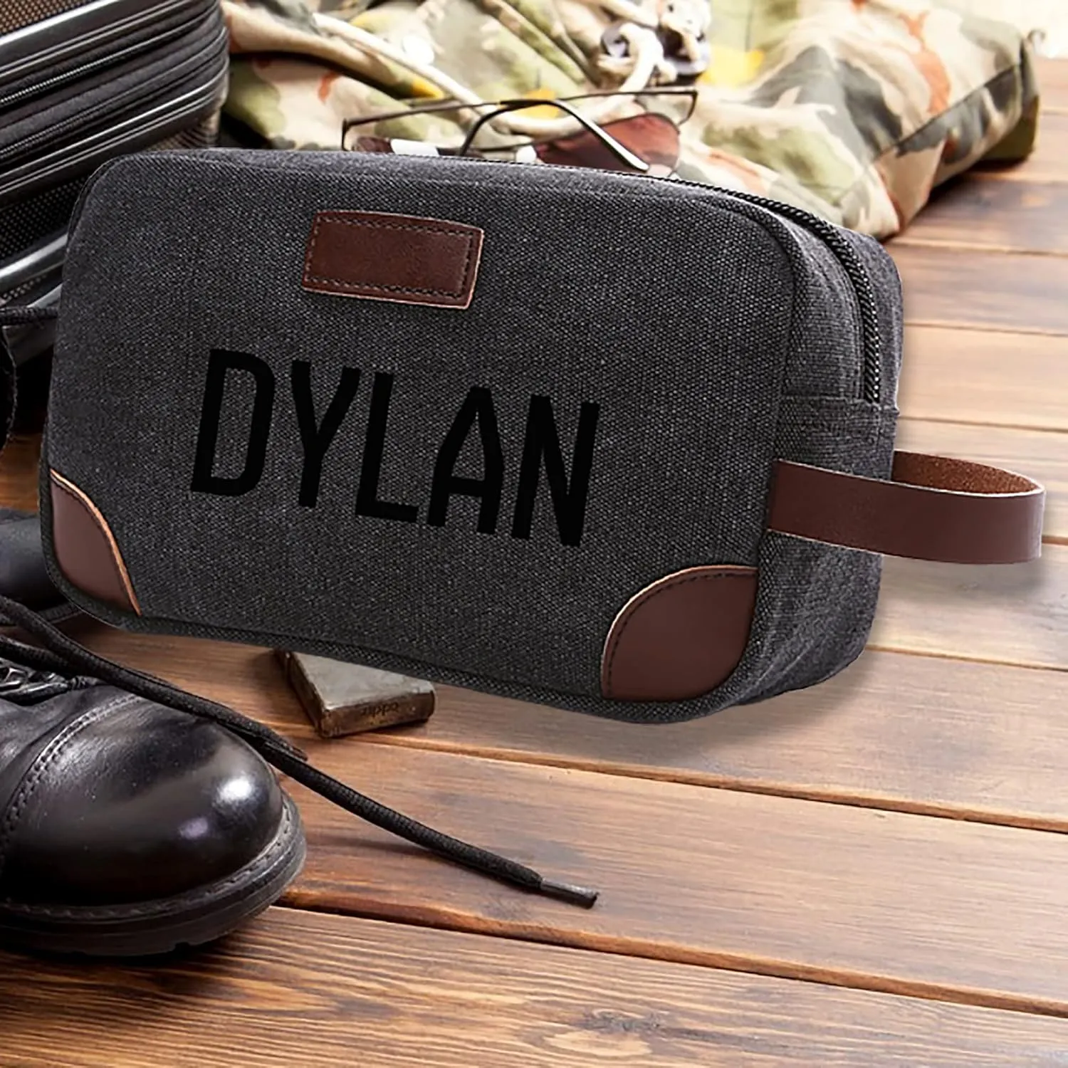 Personalized Toiletry Bag for Men Custom Embroidered Name Toiletry Bag Canvas Shower Bag Gift for Father Befriend