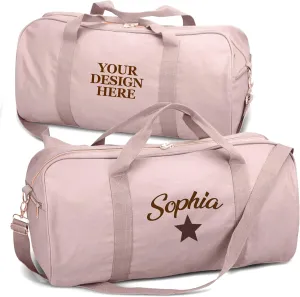 Personalized Travel Duffle Bag with Custom Name, Waterproof Personalized Weekender Bag, Custom Carry On Tote for Women, Travel Essentials Gym Bag, Customized Hospital Overnight Luggage - Pink