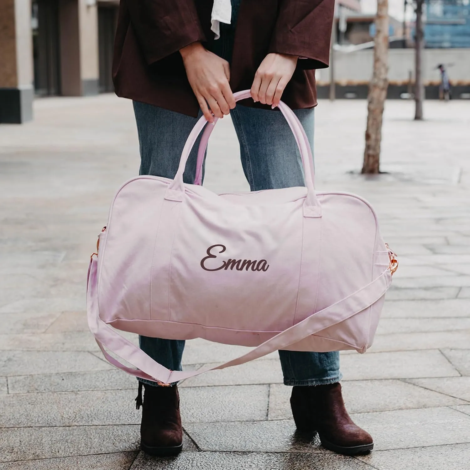 Personalized Travel Duffle Bag with Custom Name, Waterproof Personalized Weekender Bag, Custom Carry On Tote for Women, Travel Essentials Gym Bag, Customized Hospital Overnight Luggage - Pink