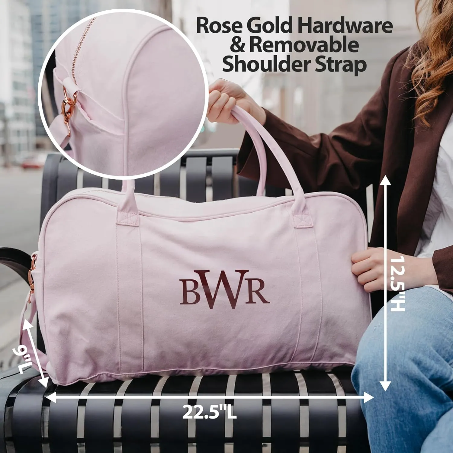 Personalized Travel Duffle Bag with Custom Name, Waterproof Personalized Weekender Bag, Custom Carry On Tote for Women, Travel Essentials Gym Bag, Customized Hospital Overnight Luggage - Pink