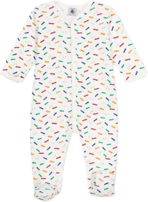Petit Bateau BABIES' SKATEBOARD PRINT COTTON FOOTIE SIZES 1-24 MONTHS