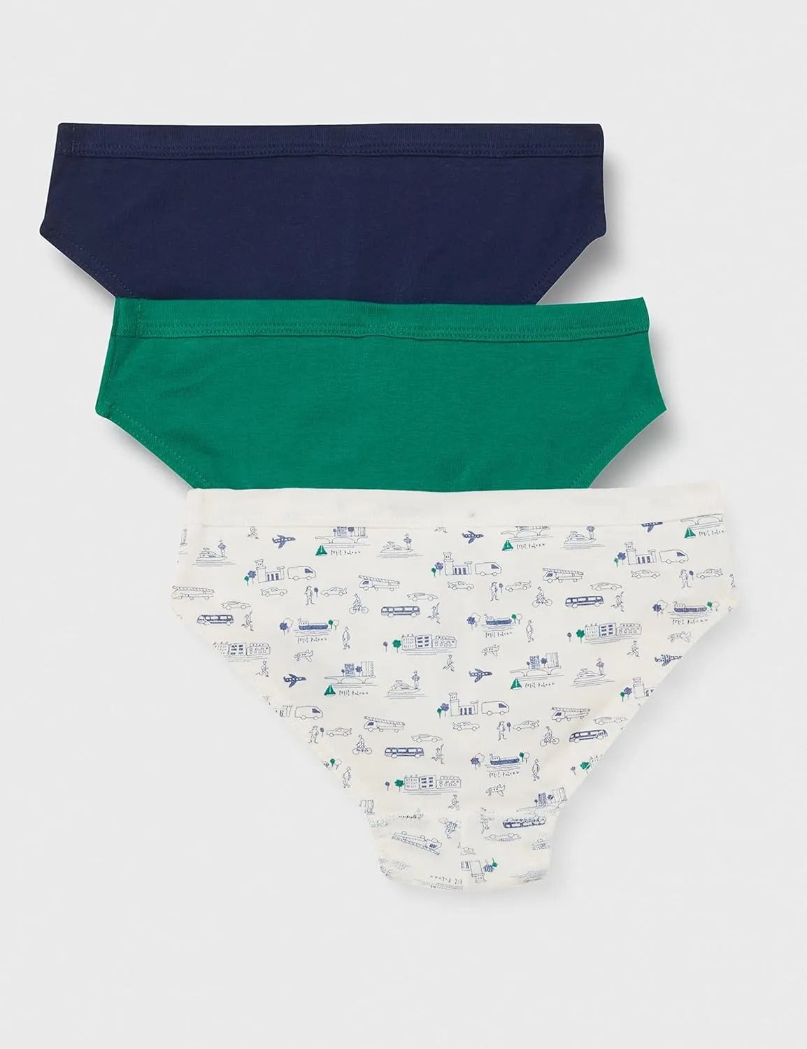 Petit Bateau Boys' Transport Print Cotton Briefs - 3-Pack STYLE A028L SIZES 2-12 YRARS