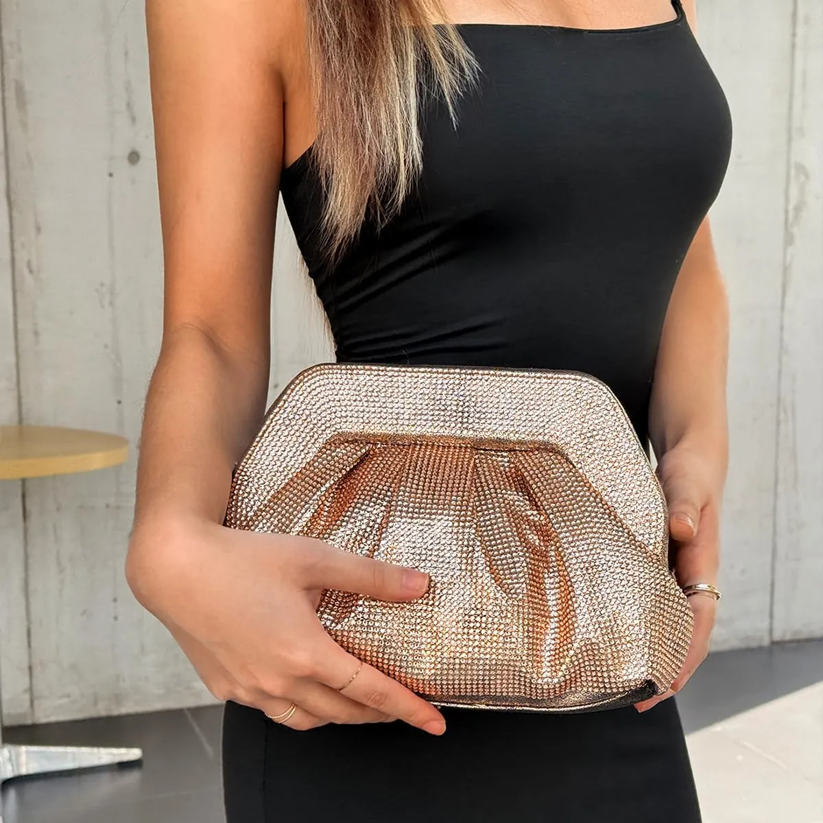 PHILOMENA Shiny Clutch Purse for Women Bling Sparkly Evening Bag Purse Weddings Handbag
