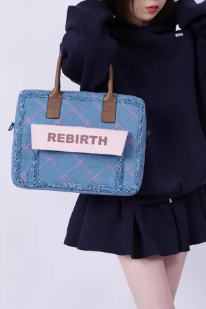 Plaid Denim Laptop Bag