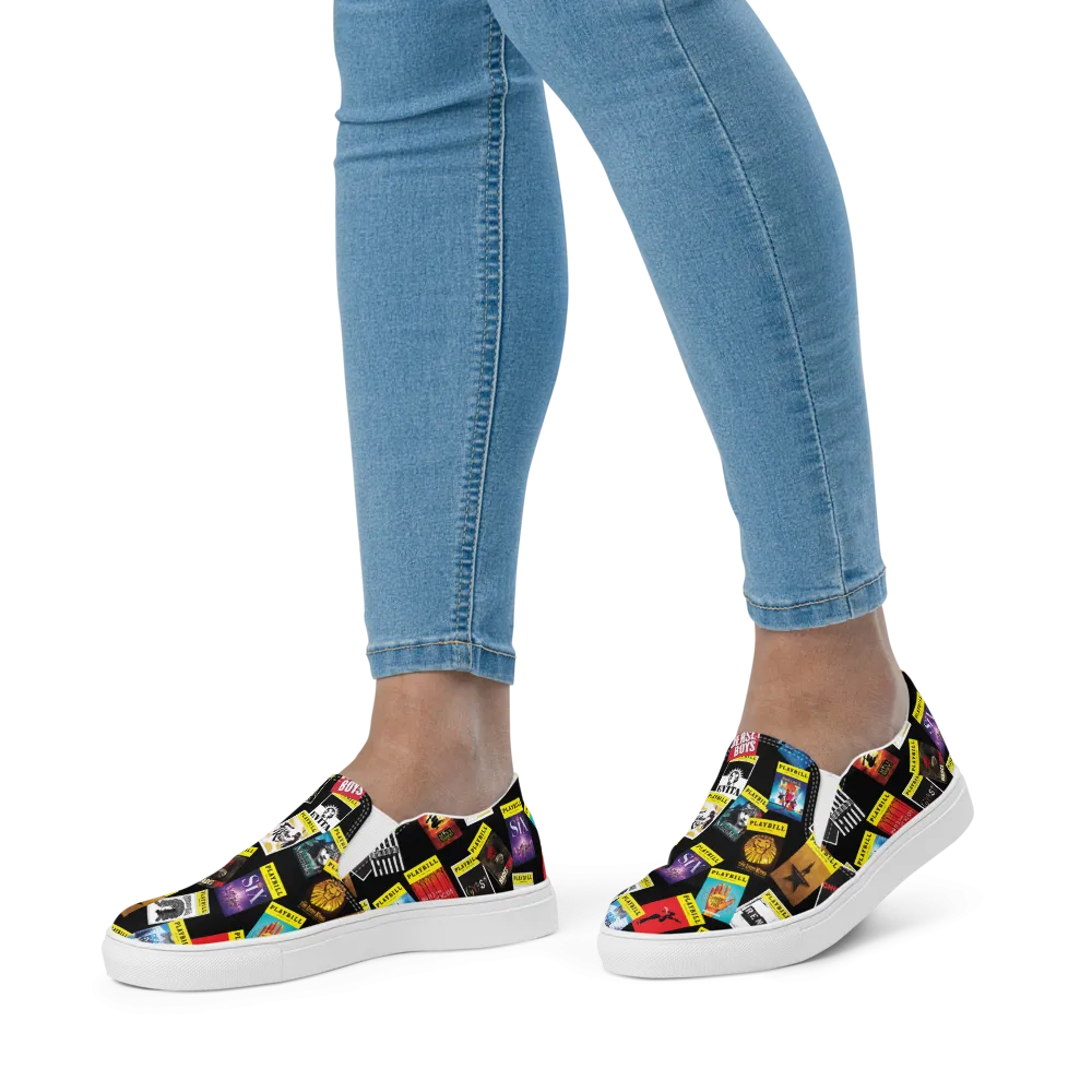 Playbill Covers - Women’s Slip-On Canvas Shoes in Black