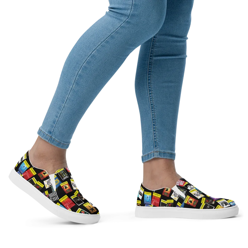 Playbill Covers - Women’s Slip-On Canvas Shoes in Black