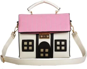 PORRASSO Crossbody Bag Women Creative Shoulder Bag PU House Shape Handbag Satchel White