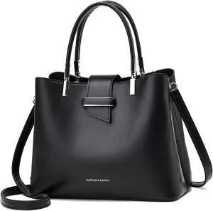 PORRASSO Fashion Handbag Purses Women Top-Handle Bags Ladies Crossbody Bag Satchel PU Leather Shoulder Tote Bags Black