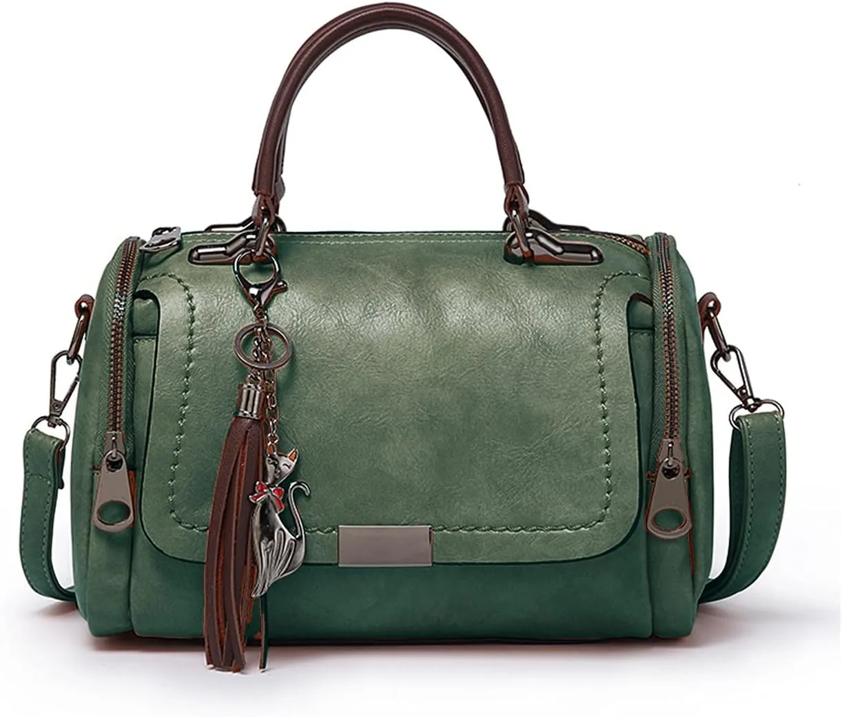 PORRASSO Retro Handbag Women Crossbody Bag Ladies Shoulder Bag Waterproof PU Leather Top-Handle Bag