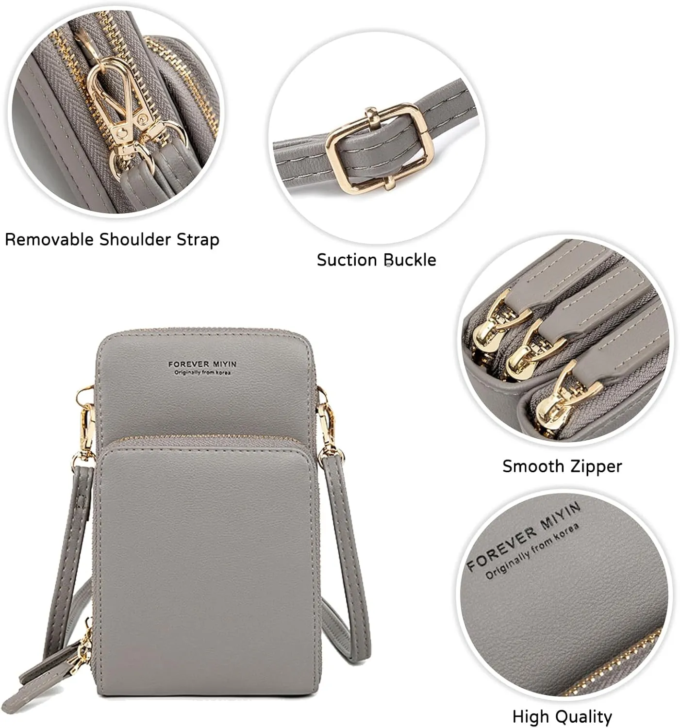 PORRASSO Touch Screen Crossbody Phone Bag Women Shoulder Bag PU Phone Purse Fashion Satchel Wristlet Bag Wallet for Dating Shopping Traveling Blue