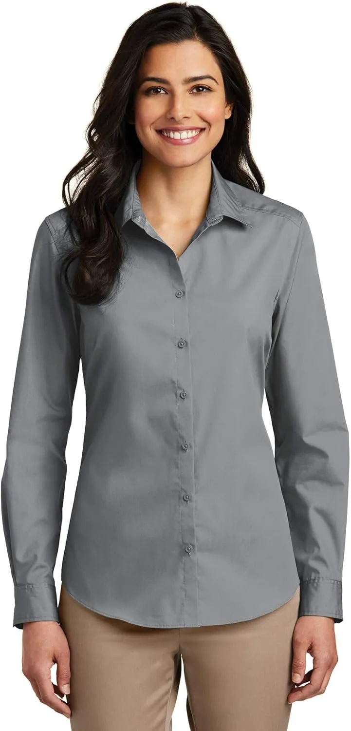 Port Authority Women's Long Sleeve Carefree Poplin Button-Down Shirt