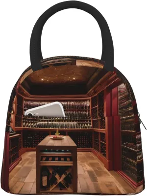 Portable Cooler Tote Bag Large Capacity Red Wine Cellar Print Lunch Bag Lunch Box Container Reusable Tote