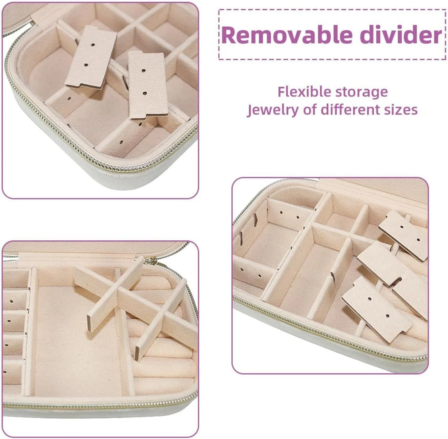 Portable Travel Mini Jewelry Box Velvet Jewellery Ring Organizer Case Pink Dots Ladybugs Pattern