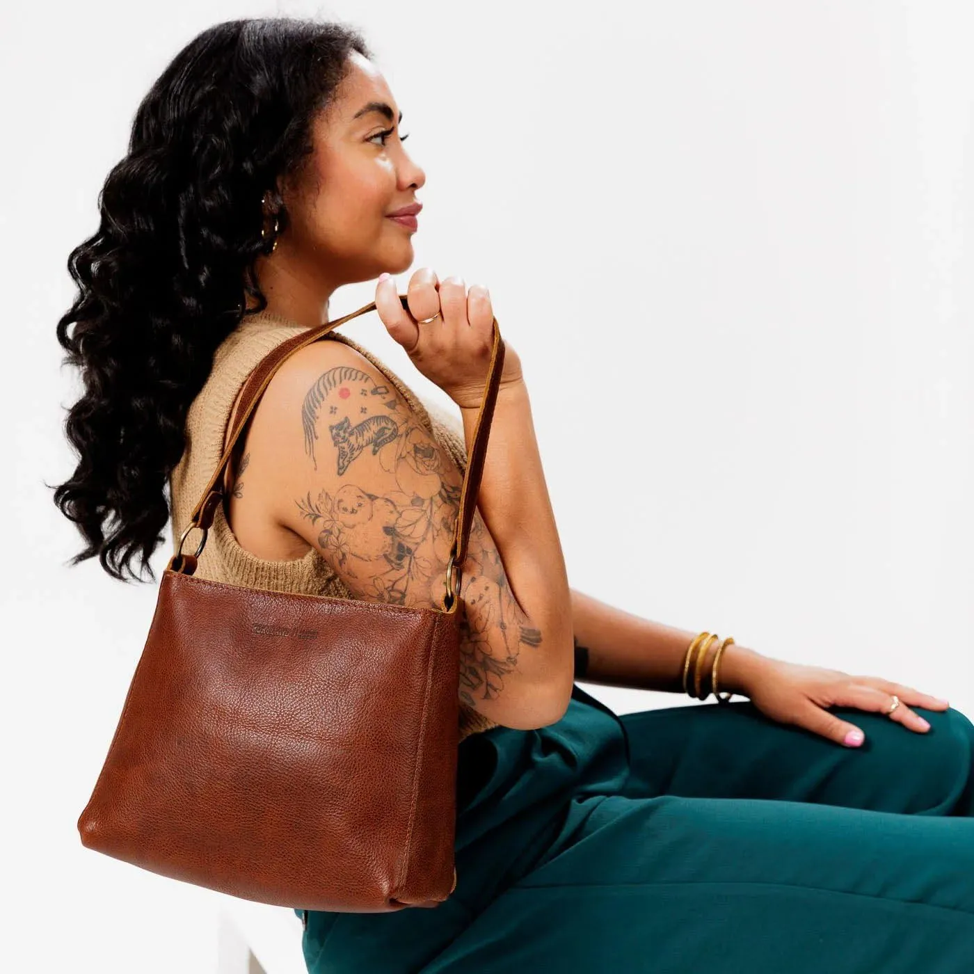 Portland Leather Goods Triangle Shoulder Bag for Women – Handmade from the Finest Full-Grain Hides