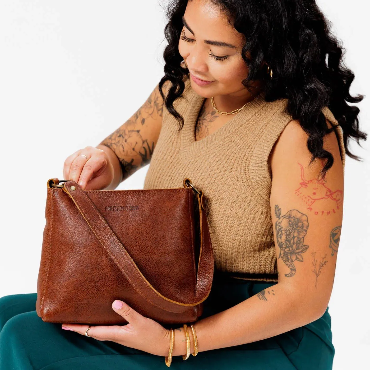 Portland Leather Goods Triangle Shoulder Bag for Women – Handmade from the Finest Full-Grain Hides
