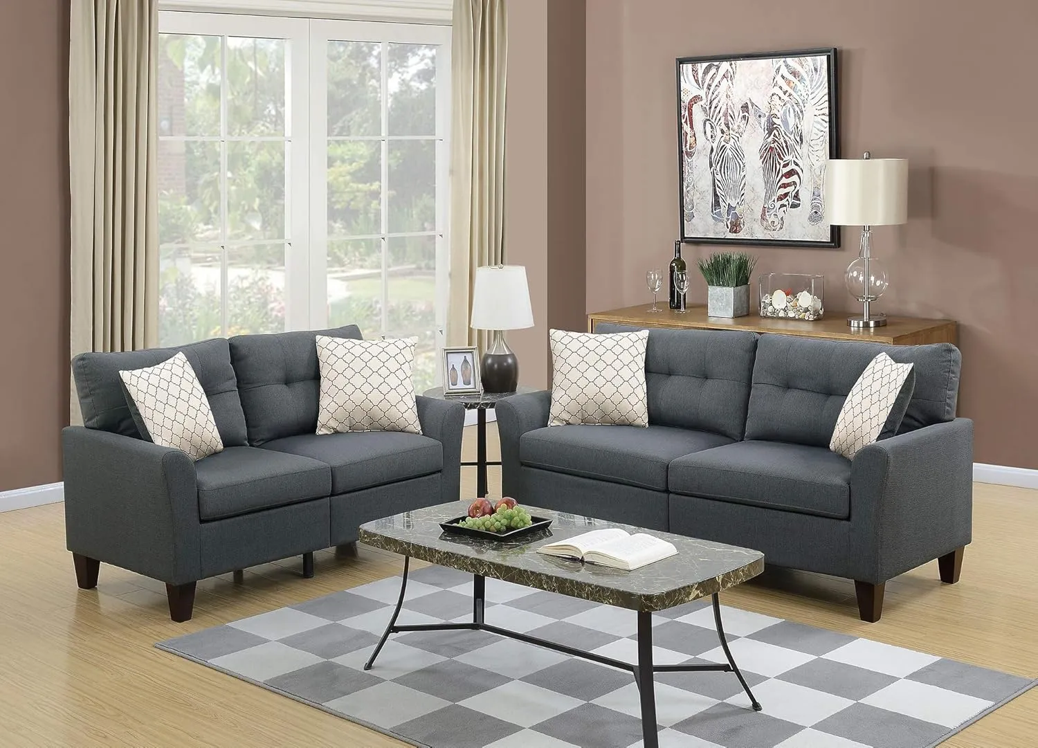 Poundex PDEX- Sofas, CHARCOAL
