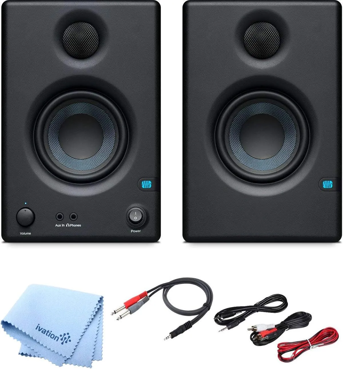 PreSonus Pair of Eris E3.5 3.5" 2-Way 25W Nearfield Monitors with and Pro Cable Kit