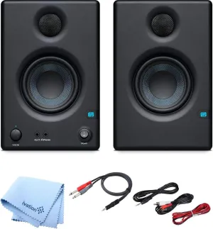 PreSonus Pair of Eris E3.5 3.5" 2-Way 25W Nearfield Monitors with and Pro Cable Kit