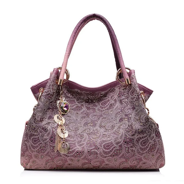 Print Bag Ombre Handbags Ladies Bags Bags Tote Shoulder Women for Female Female Floral Artificial intelligence Hollow Tassel Top-handle Out Priority shipping Handbag Bags