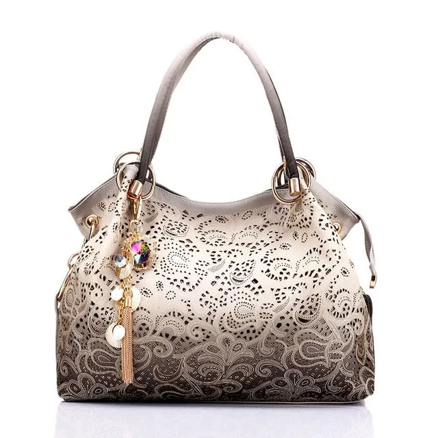 Print Bag Ombre Handbags Ladies Bags Bags Tote Shoulder Women for Female Female Floral Artificial intelligence Hollow Tassel Top-handle Out Priority shipping Handbag Bags