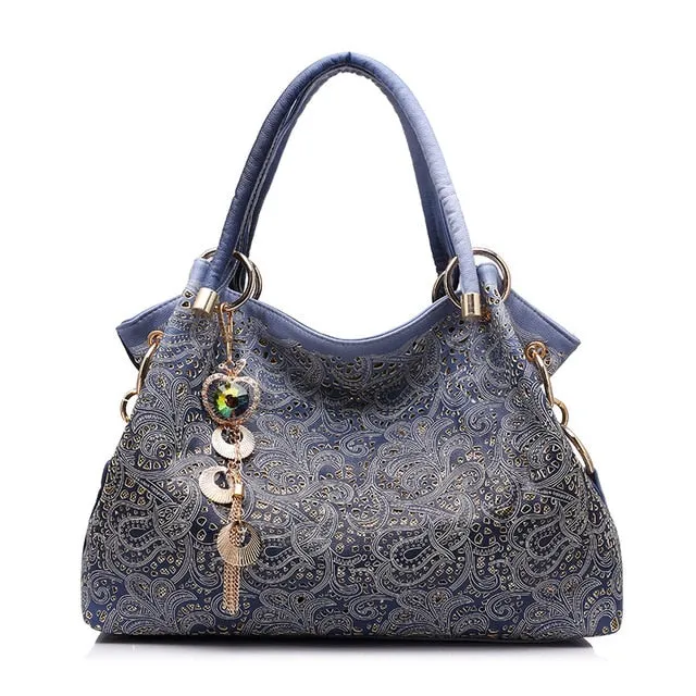 Print Bag Ombre Handbags Ladies Bags Bags Tote Shoulder Women for Female Female Floral Artificial intelligence Hollow Tassel Top-handle Out Priority shipping Handbag Bags