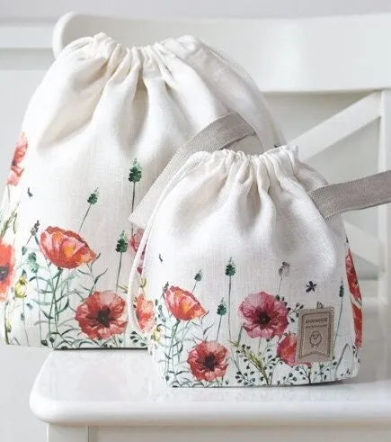 Project Bag. Small. Special KnitterBag design. Summer Flowers collection. Lavender pattern