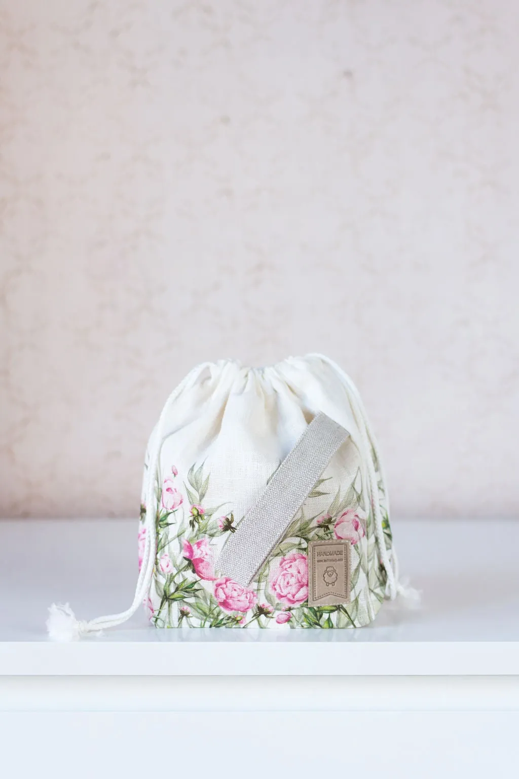 Project bags. Set of 2 Knitter Project Bags. Large and Small. Summer Flowers collection. Peony print