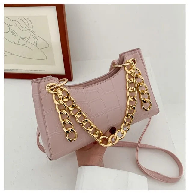 Purple Tote Bags For Women Vintage Handbag Mini Leather Shoulder Bag Retro Women Bag Stone Pattern Female Purse