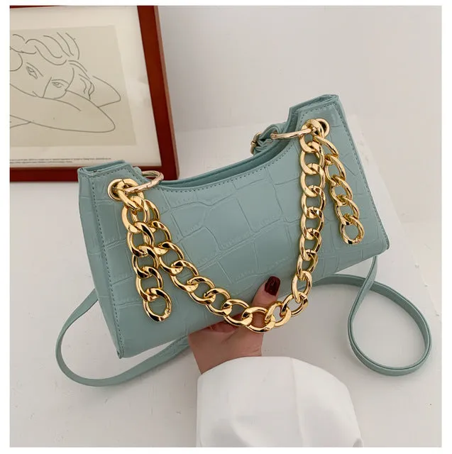 Purple Tote Bags For Women Vintage Handbag Mini Leather Shoulder Bag Retro Women Bag Stone Pattern Female Purse