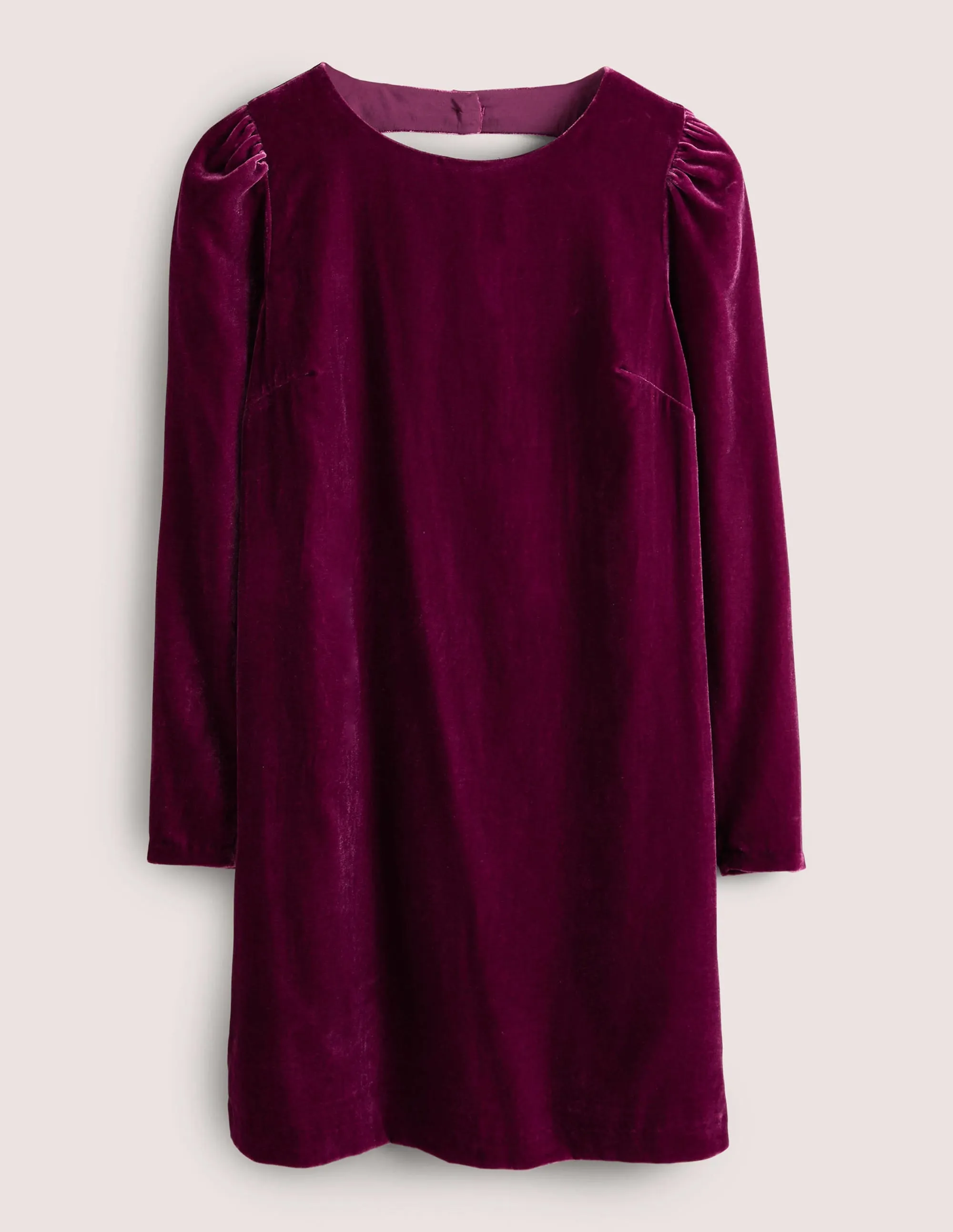 Purple Velvet Open Back Mini Dress-Mulled Wine