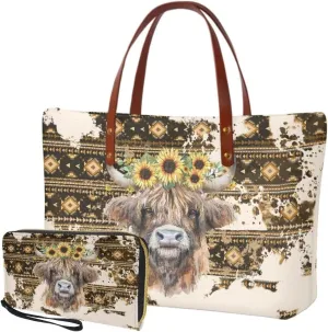 Purse and Wallet Set Large Shoulder Satchel Purse Tote Handbags with PU Wallet for Party Work Shopping Travel