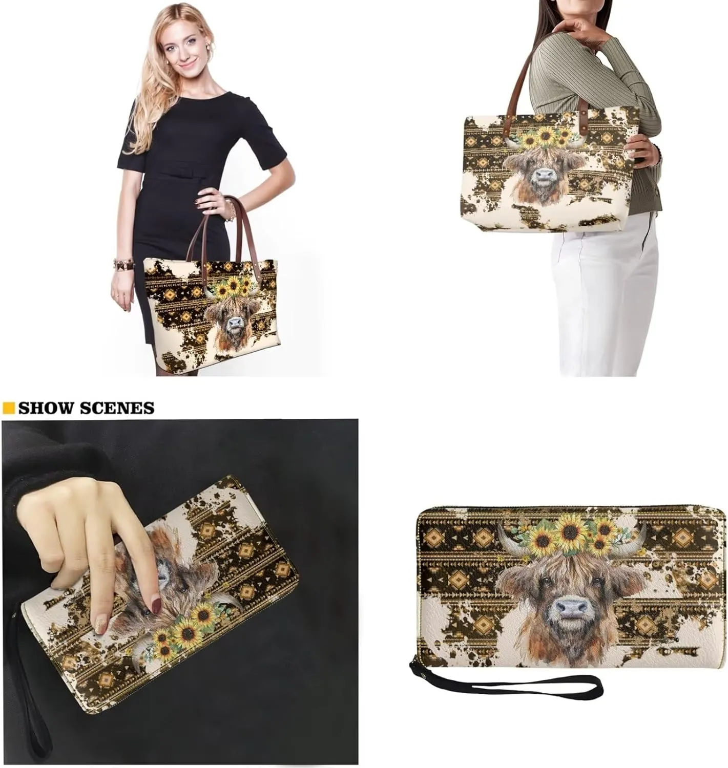 Purse and Wallet Set Large Shoulder Satchel Purse Tote Handbags with PU Wallet for Party Work Shopping Travel