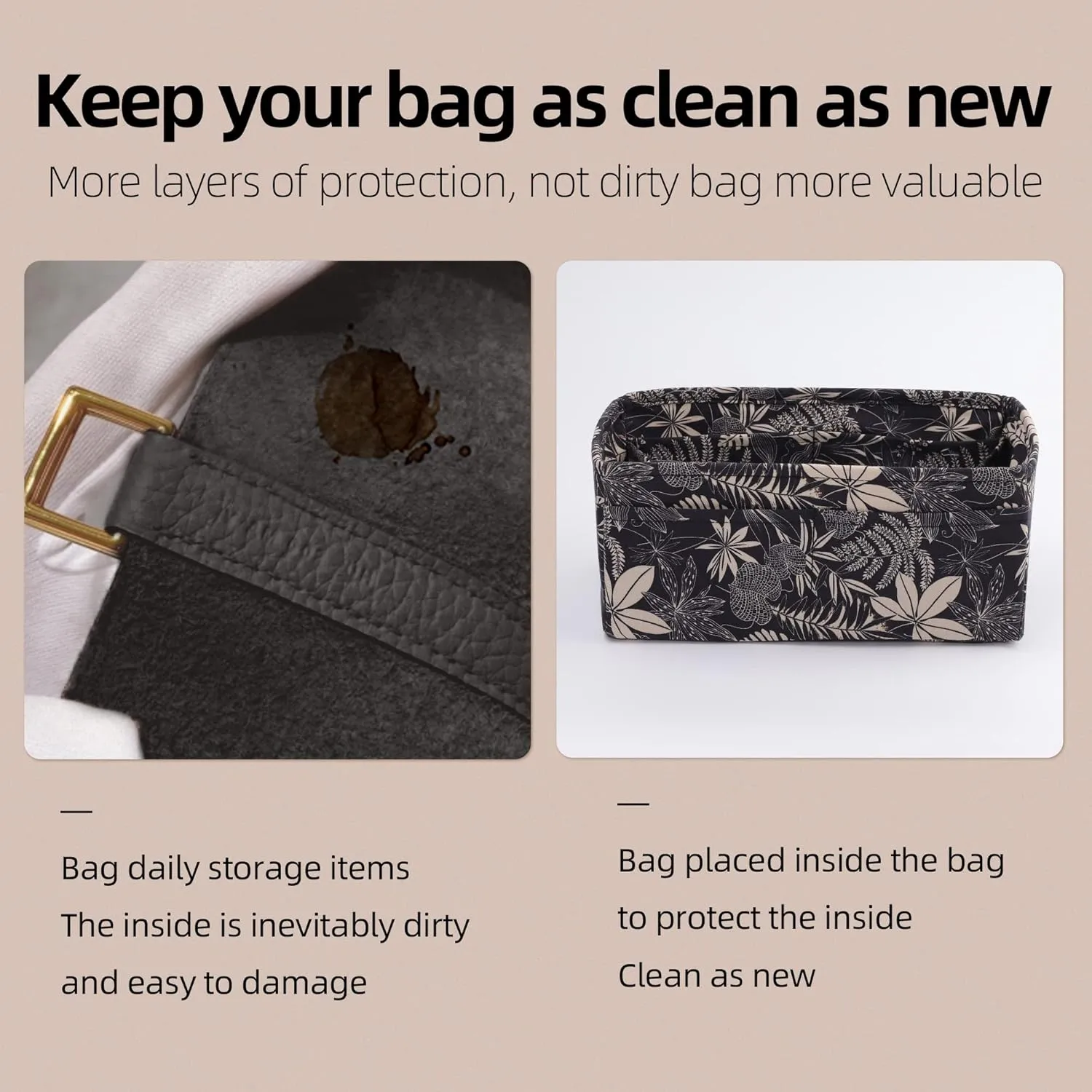 Purse Organizer Insert Fits Kelly mini/25/28/32/35 bags, Lightweight Bag Shaper Liner for Women Luxury Handbag Tote, Soft Inner Bag (KL25, Dark Fragrance)